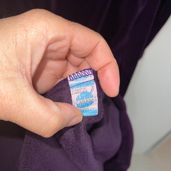 Diamond Tea Vintage Womens Robe Size Small Purple Velour Half Zip Long Sleeves - Picture 8 of 9